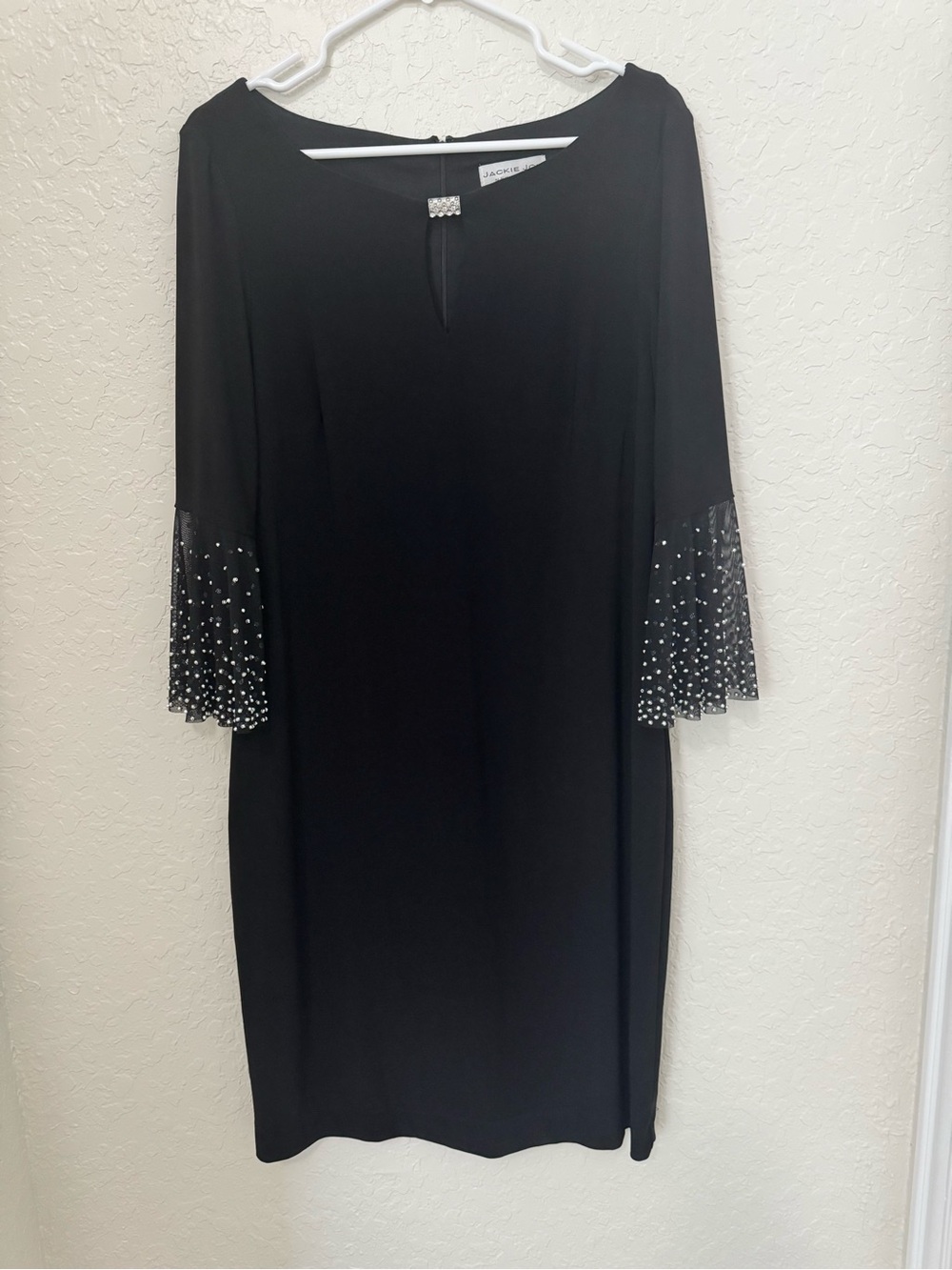 Black Long Sleeve Dress with Embellished Bell Cuffs by Jacques